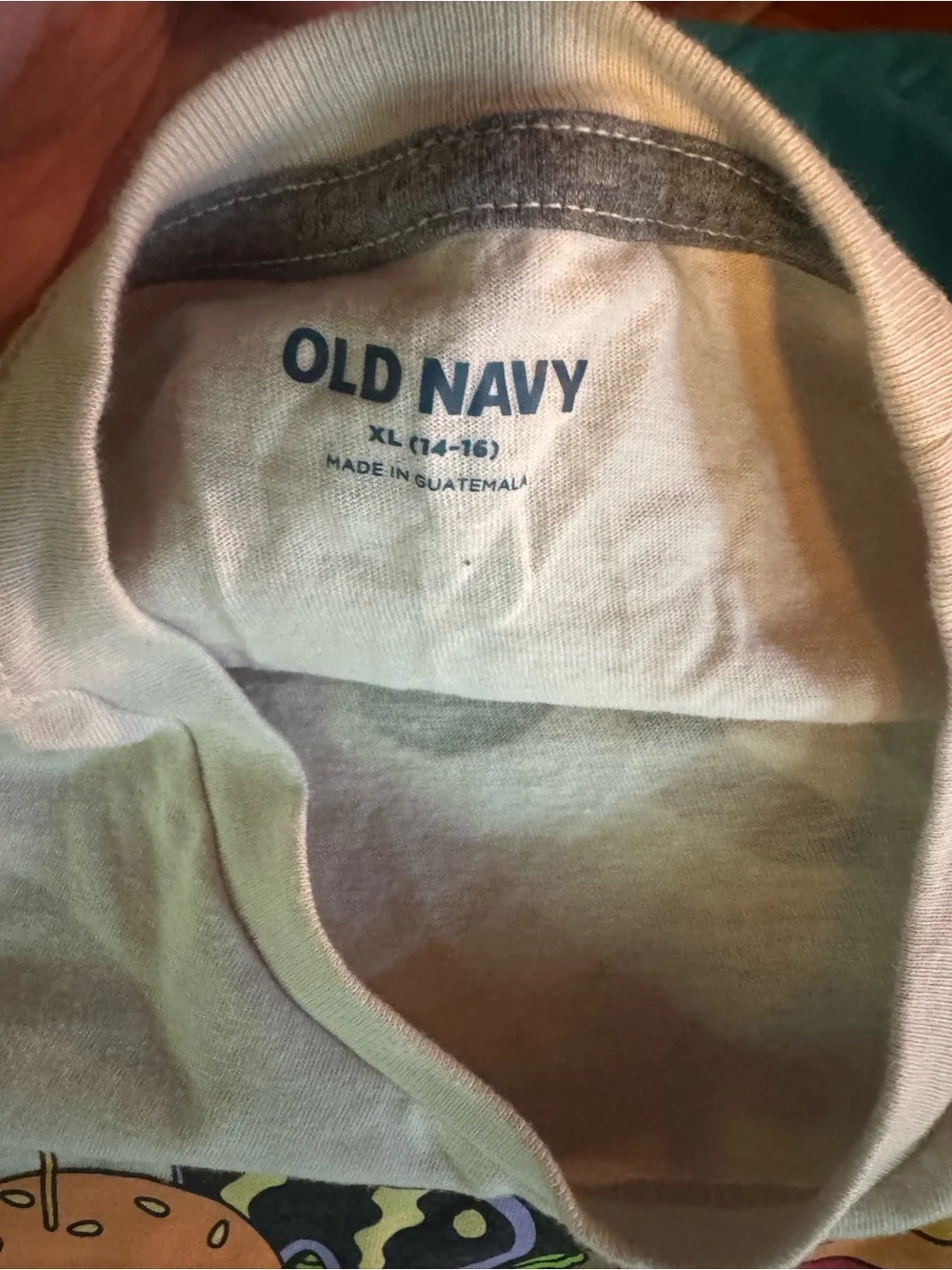 Old Navy White Long-Sleeve Tee with Colorful Burger Skate Graphic